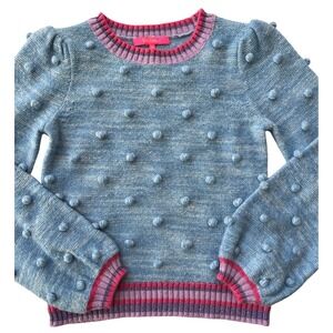 NWOT Lilly Pulitzer Verna Light Blue Bobble Sleeve Sweater XS Purple Stripe Trim